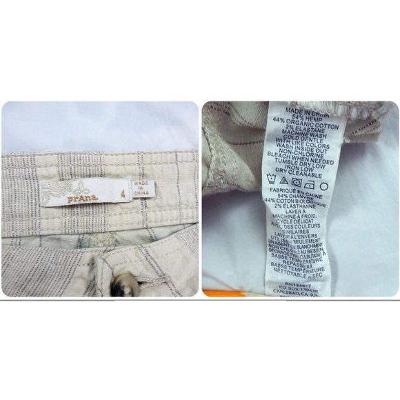 Prana Women Pants Sz 4 Mid Rise Striped Pleated Pockets Cinch Bottom Casual - Picture 14 of 14